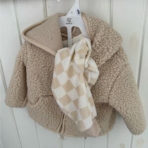 Kids Tan Sherpa Jacket 3 piece outfit